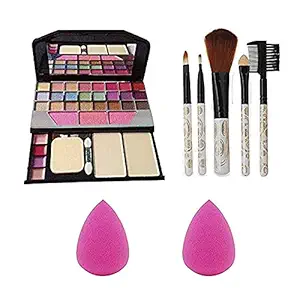 Datnasayad Womens & Girls TYA 6155 Multicolour Makeup Kit , 5 Makeup Brushes Set with 2 Beauty Blenders - (Pack of 8)