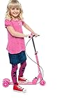 KAVID Mall 3 Wheel Kids Fold Able & Height Adjustable Upto 74 cm Scooter with Hand & Foot Brake & Ring Bell for Children Age 2.5 to 7 Years (Pink Color)