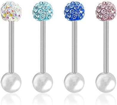 Selldorado® 4 Piece Tongue Piercing Set Available in Various Colours 316L Surgical Steel, Set 02