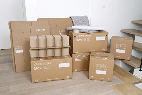 Preisvergleich Produktbild Umzugskomplettpaket für 2 bis 3-Zimmer-Wohnung / 30 Stück Umzugskartons + Bücherkartons + Gläserkartons + Packseide + Packdecke + Packband + Cuttermesser