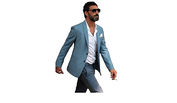 BOwith Blue Men Suit Grey Pants Beach 