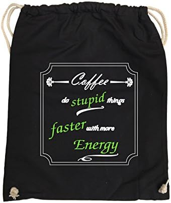 Comedy Bags - Coffee do stupid things faster with more Energy - gym bag - 37x46cm - Colour: black/white-neon green
