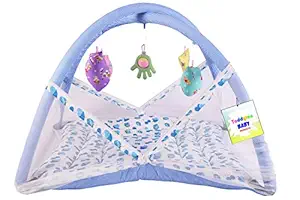 Baby Fly New Born Baby Bedding Set Play Gym with Mosquito Net and Hanging Toys for Baby Boys & Baby Girls (0-6 Months) (Blue Cherry)