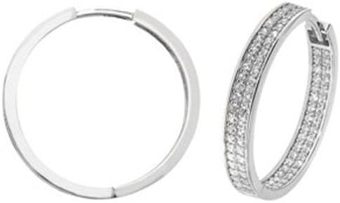 9ct Gold Hoop Earrings Cubic Zirconia
