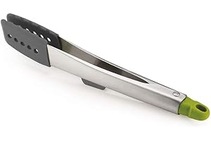 Joseph Joseph - Elevate - Pinces de Cuisine - 30 cm - avec Reposoir Intégré - Acier Inoxydable, Grey / Green
