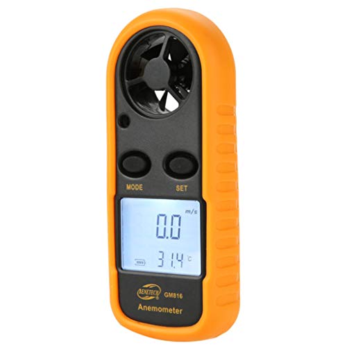 Preisvergleich Produktbild Digital Windmesser Handheld Digital Anemometer LCD Windgeschwindigkeitsmesser Anzeige Luftstrom Geschwindigkeitsmessung Thermometer mit minimalen / maximalen Daten, niedriger Batteriestand Windmessger