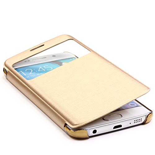 URCOVER Samsung Galaxy S6 Edge Carcasa Protectora Plastico TPU en Champa a Oro Funda con Ventana Flip Case Wallet Cover Estuche Smartphone reviews URCOVER Samsung Galaxy S6 Edge Carcasa Protectora Plastico TPU en Champa a Oro Funda con Ventana Flip Case Wallet Cover Estuche Smartphone