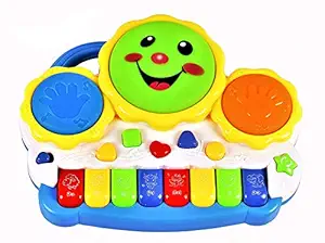 Ramakada Drum Keyboard Musical Toy with Flashing Lights - Animal Sounds and Songs, Multi Color