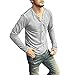 Produktbild Beginfu Herren Lange Ärmel Hemd Herbst-Winter Lässige Vintage V-Ausschnitt Grundlegende Knopf Langarm T-Shirt Top Männer dünne Langärmliges Henley-Shirt mit für Täglich Übergröße Tops