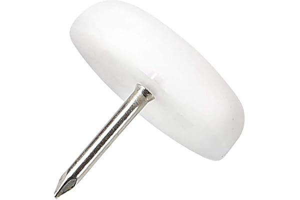 Adsamm® / 32 x patins glisseurs en plastique avec clou / blancs / Ø 22 mm / rond / pieds glisseurs en plastique à clou pour meubles, de qualité optimale de Adsamm®
