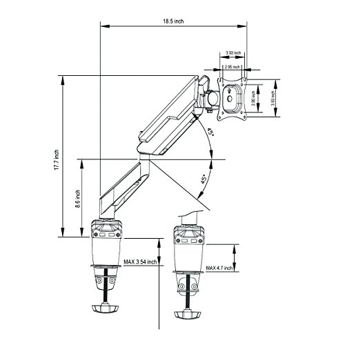 Monitor-Tischhalter MD7 Fuer Bildschirm, Monitor 17″-27″, 360° drehbar, schwankbar, hoehe stellbar - 9