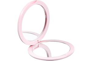 AMZLORD Espejo cosmético de doble cara redondo plegable de viaje espejo de maquillaje ovalado portátil para bolsillo de bolso