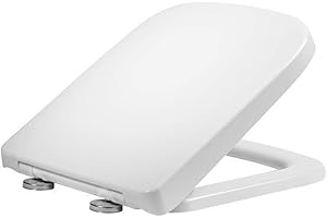 AAN Square Soft Close Toilet Seat Quick Release for Easy Cleaning for Better Hygiene Easy Installation with Top Fixing & 360° Adjustable Hinges Standard Size Rectangle Loo Seat 42 x 36 cm PP White