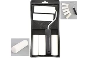 JGR SELECT Kit Rodillos Pintura Espuma – Pack Completo con 5 Recambios y Bandeja – Para Esmaltar Puertas, Superficies de Maderas o Metálicas