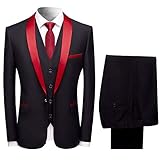  Sliktaa Trajes para Hombre 3 Piezas Slim Fit Boda Formal Traje de Cena Negro Azul Marino Vino Rojo Un botón con Muesca Solapa Esmoquin Blazer Chaqueta Chaqueta y Pantalones