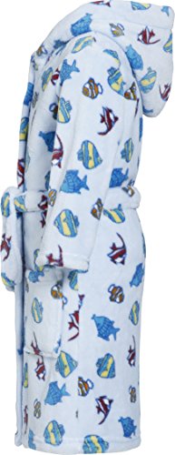 Playshoes Jungen Fleece-Bademantel Allover Fische Hellblau - 3