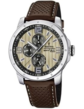 Festina Herren-Armbanduhr XL Sport Multifunktion Analog Quarz Leder F16585/6