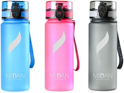 Midan BPA Free Water Bottle, Flip Top, Sports Water Bottle, ideal for Cycling, Running, Camping, Hiking, Walking, the Gym, Yoga in 650ml and 800ml