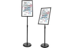 YIYO A4 Poster Stand Floor Standing Sign Holder Snap Frame Adjustable Aluminum Sign , Menu Display Notice for Wedding/Business Activities Display（Black） (Black, A4)