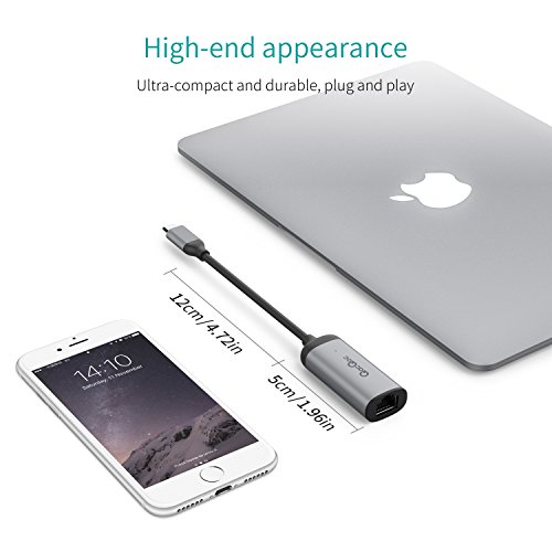 EgoIggo USB C Ethernet Adaptador GM40L USB C a Gigabit Ethernet Aluminio Tipo C a RJ45 10 100 1000 bit para MacBook Pro 2017 2016  Google ChromeBook Pixel