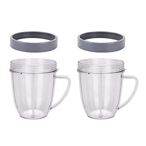 SODIAL Replacement for Cups. 18 oz Nutri Replacement Cups with Comfort Handel and Screw off Lip Ring (Pack of 2)