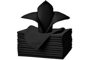 Tbkoly - Cloth Napkins - 12 Pack (45 x 45 cm) and Comfortable - Durable Hotel - Ideal for Events and Regular Home (Black)