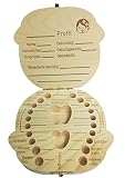 Leisial Nette Kinder Junge Mädchen Milch Zähne Holz Aufbewahrungs Souvenirbox Zahnkästchen Organizer für Baby Speichern in Deutsche Sprache, (Mädchen) - 8