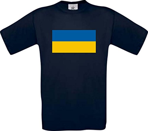 Kids T-Shirt Ukraine Ländershirt mit Wunschnamen und Nummer diverse Farben, Farbe navy, Größe 140