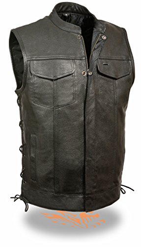 Preisvergleich Produktbild LEATHER KING Men's Leather Club Vest W / Zipper Large Black