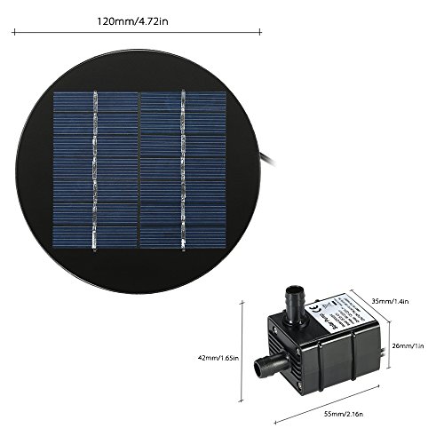 Anself Runde Solar Teichpumpe Bürstenlose Brunnen Wasserpumpe mit 4 Verschiedenen Brunnendüsen - 5