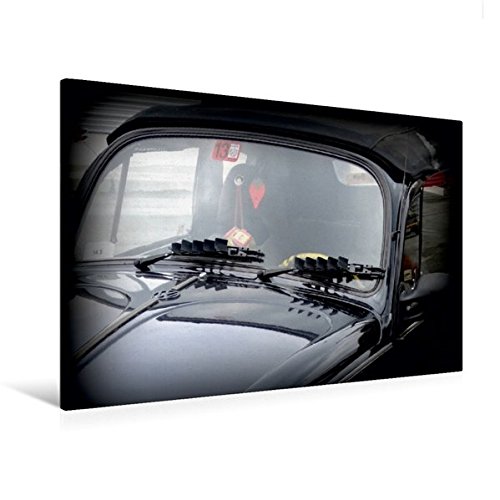 Premium Textil-Leinwand 120 cm x 80 cm quer, Schwarzes VW Käfer Cabrio in Kuba | Wandbild, Bild auf Keilrahmen, Fertigbild auf echter Leinwand, Leinwanddruck (CALVENDO Mobilitaet)