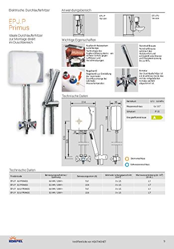 Kospel EPJ-Primus Durchlauferhitzer mit Duschgarnitur 4,4 kW – Energieffizienzklasse A - 2