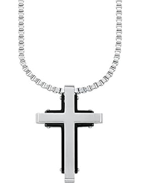 s.Oliver Herren-Kette Venezia 50 cm mit Kreuz-Anhänger Edelstahl matt IP Schwarz