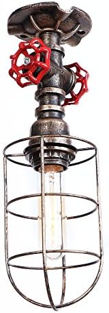 CHLIGHT Vintage caged ceiling lights/industrial retro water pipe pendant lights/cafe bar aisle corridor garage hallway loft basement bathroom hotel stair iron hollow valve hanging lights,A