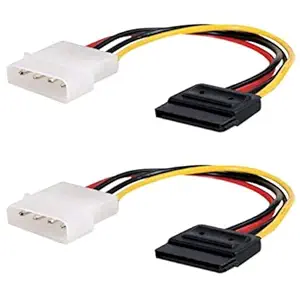 Wizzo (Pack of 2 Pieces) 15 cm 4 Pin Molex to SATA Power Cable Adapter for Internal Hard Disk Drive, HDD, SSD & DVD Writer