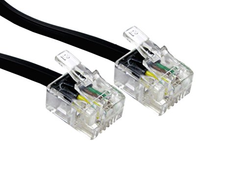rhinocables ADSL RJ11 Lead High-Speed Internet Cable for BT, Internet, Broadband, Modem, Router and Landline Telephone Black Wire (1, 5m)