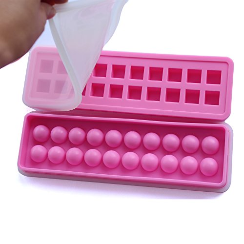 (2er-Set) Ice ball mold ice cube maker Eiskugel Form mini Eiswürfelbehälter 20 Hohlraum Eis Schokoladenmilch Geleeform Eis Kugeln Bällchen Eis cube Silikonform Backen Eiswürfelformen – Rose - 3