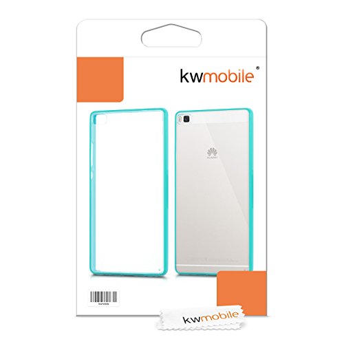 kwmobile Funda chic y sencilla para el Huawei P8 con superficie posterior transparente y marco en azul claro transparente