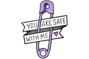 HUAQIGUO You are Safe with Me Brosche Lila Englisch Brief Abzeichen Emaille Anstecknadel Männer Frauen Geschenk Tasche Kleidung Zubehör, Legierter Stahl