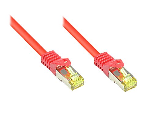 Good Connections RJ45 Ethernet LAN Patchkabel mit Cat. 7 Rohkabel und Rastnasenschutz RNS, S/FTP, PiMF, halogenfrei, 500MHz, OFC, 10-Gigabit-fähig (10/100/1000/10000-Base-T Ethernet Netzwerke) - z.B. für Patchpanel, Switch, Router, Modem - rot, 20 m