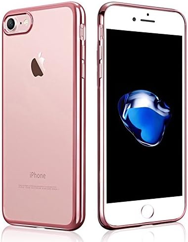 iPhone 7 Plus Case, Metal Effect Silicone Gel Case Cover for iPhone 7 Plus By Krushna Krupa (ROSEGOLD)