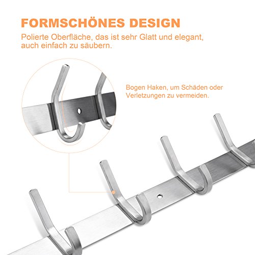 YISSVIC Hakenleiste Garderobe 6 Kleiderhaken Garderobenleiste Mehrzweckhaken aus Edelstahl Belastbarkeit bis ca. 30kg - 4