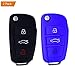 Produktbild E-Mandala 2 Stück Audi Schlüssel Hülle 3-Tasten Silikon Tasche Etui Schutzhülle für Audi A3 S3 A4 S4 RS4 A6 S6 RS6 Q7 TT TTS R8 Autoschlüssel Schlüssel Zubehör - Schwarz Blau