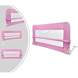 Leogreen - Barrière de Sécurité pour Lit de Bébé, Barrière de Sécurité Pliable, 1,2 mètre(s), Rose, Matériau: Tissu en nylon