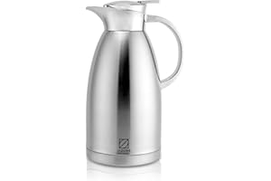 Thermal Coffee Carafe Jugs, Urtioty 304 Stainless Steel Double-Wall Vacuum Insulated Coffee Pot Vacuum Jug Insulation Pot with Lid Handle for Coffee, Juice, Milk, Tea, Water, Silver, 1.8L