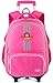 Produktbild Trolley Rucksack, Coofit Schultrolley Schulrucksack Trolley Kinder Schulranzen Trolley Kinderkoffer Trolley Tasche für Mädchen Jungen (Rose rot)