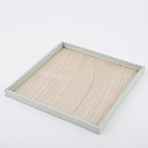 Schale quadratisch Modern Design Deko Holz mint natur Dekoschale Teller Tablett (30x30cm)