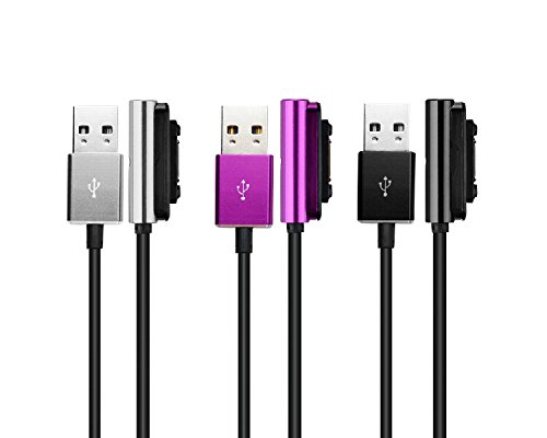 Gilsey Premium LED Magnet USB Ladekabel für Sony Xperia Z3 & Z3 Compact, Sony Xperia Z2 & Z2 Compact, Sony Xperia Z1 & Z1 Compact, Sony Xperia Z Ultra XL39h – Magnet Anschluss Adapter ? Violett - 3