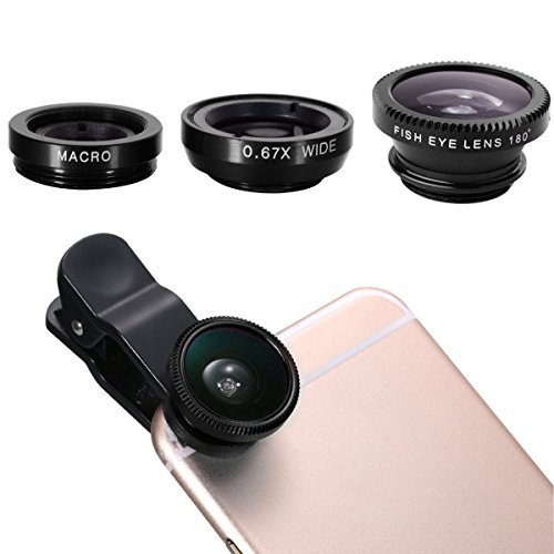 AFAITH Lenti Cellulari Kit 10-in-1 Kit obiettivi per Smartphone, Telescopio 8x per teleobiettivo / Obiettivo fisheye / Obiettivo 2 in 1 Macro e grandangolo + telecomando Selfie Stick monopiede + Bluetooth + Mini treppiede Monopiede per iPhone 7 / iPhone 7 Plus, iPhone 6s / 6s Plus,Samsung Galaxy S8 / S8+/S7 edge /S7 / S6, Huawei P10/P9 /P8, Sony, HTC, Nokia ed altri Smartphone
