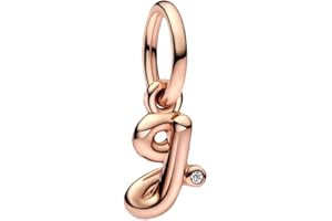 BEEUVIP Rosa d’oro Ciondolo con Lettera Dell'alfabeto in Argento Sterling 925 Charm Bead con A alla Z Pendente con Zirconia Cubica Compatibile con Pandora e Europei Bracciale Collane da Donna